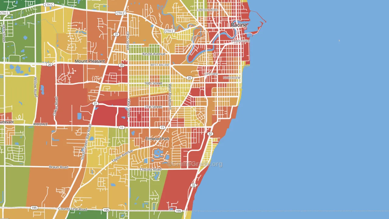 53403, WI Map of Theft Rates
