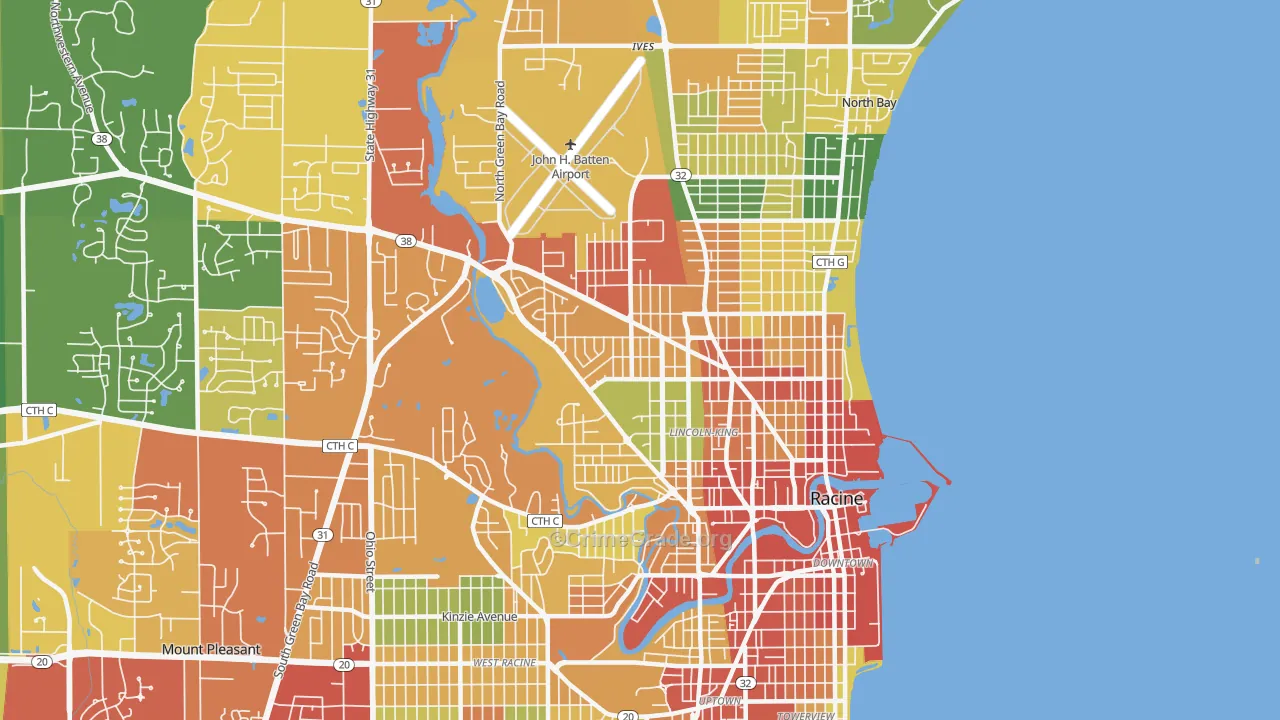 53404, WI Map of Theft Rates