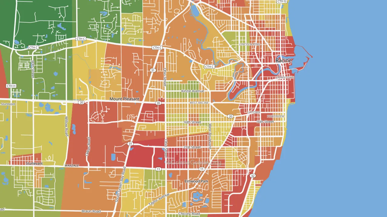 53405, WI Map of Theft Rates