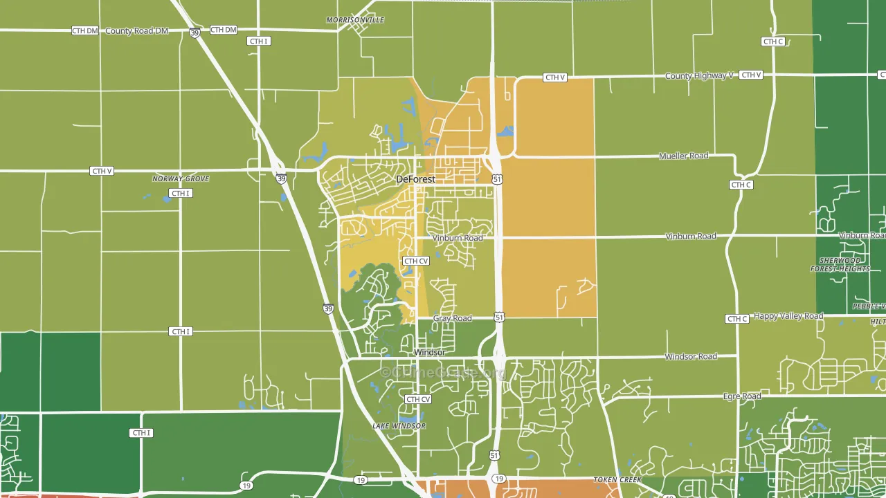53532, WI Map of Theft Rates