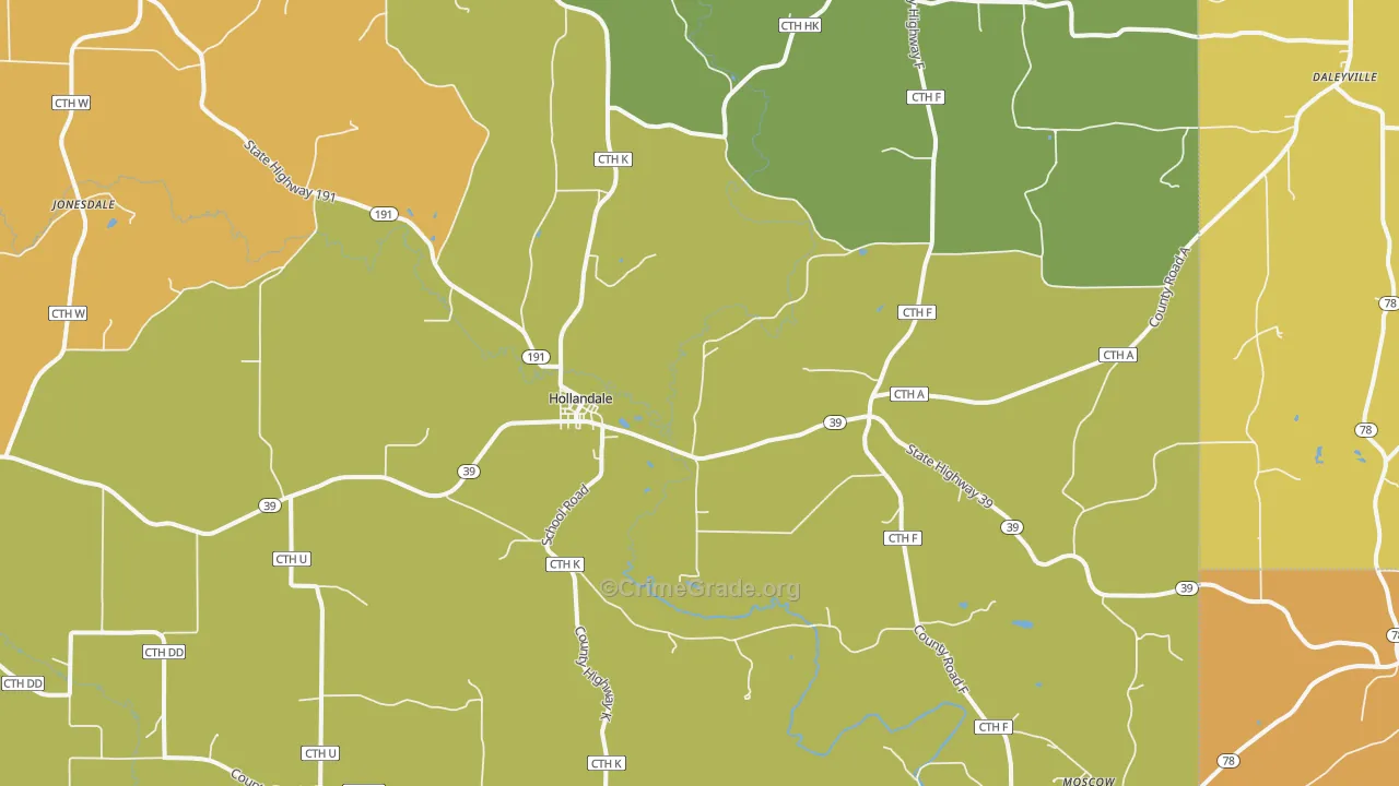 53544, WI Map of Theft Rates