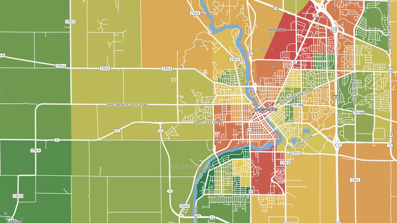 53548, WI Map of Theft Rates