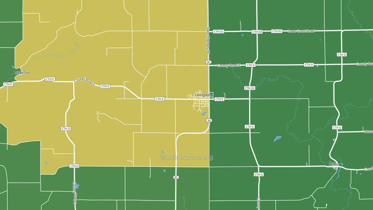 53554, WI Map of Theft Rates