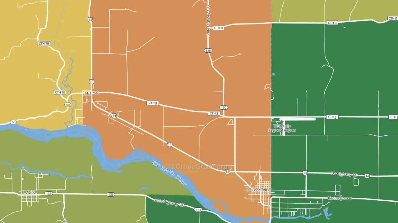 53556, WI Map of Theft Rates