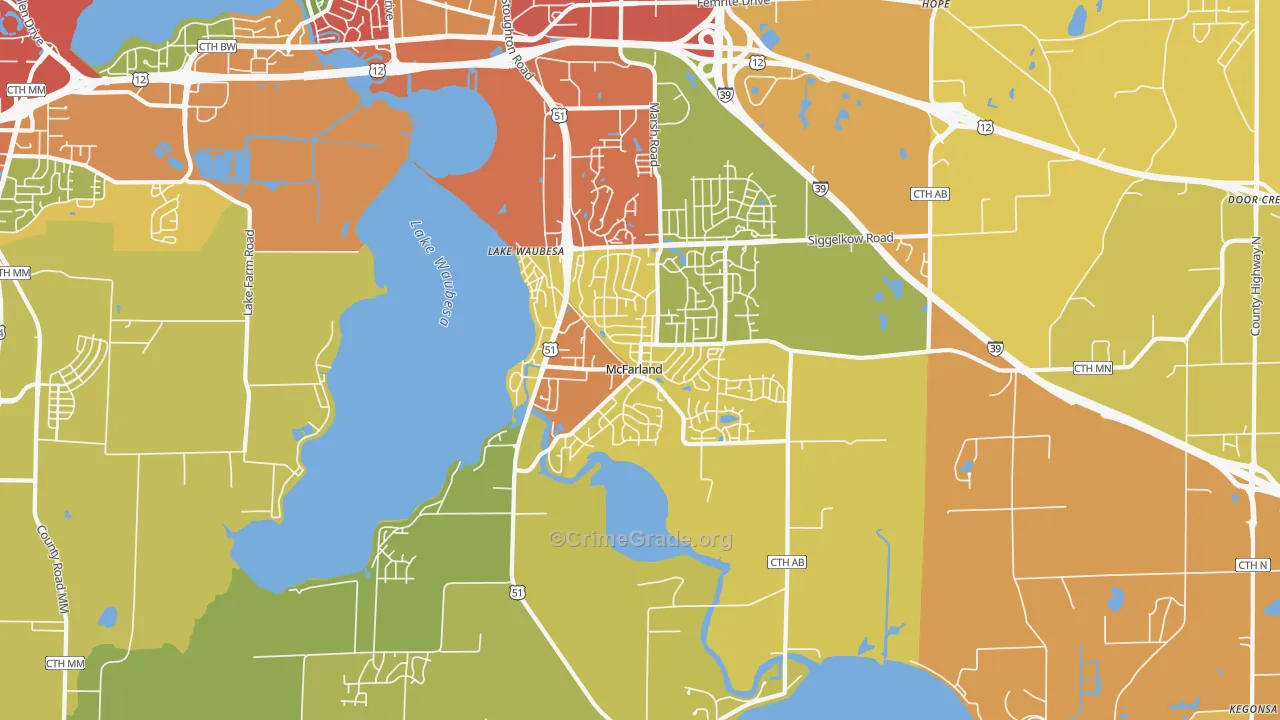 53558, WI Map of Theft Rates