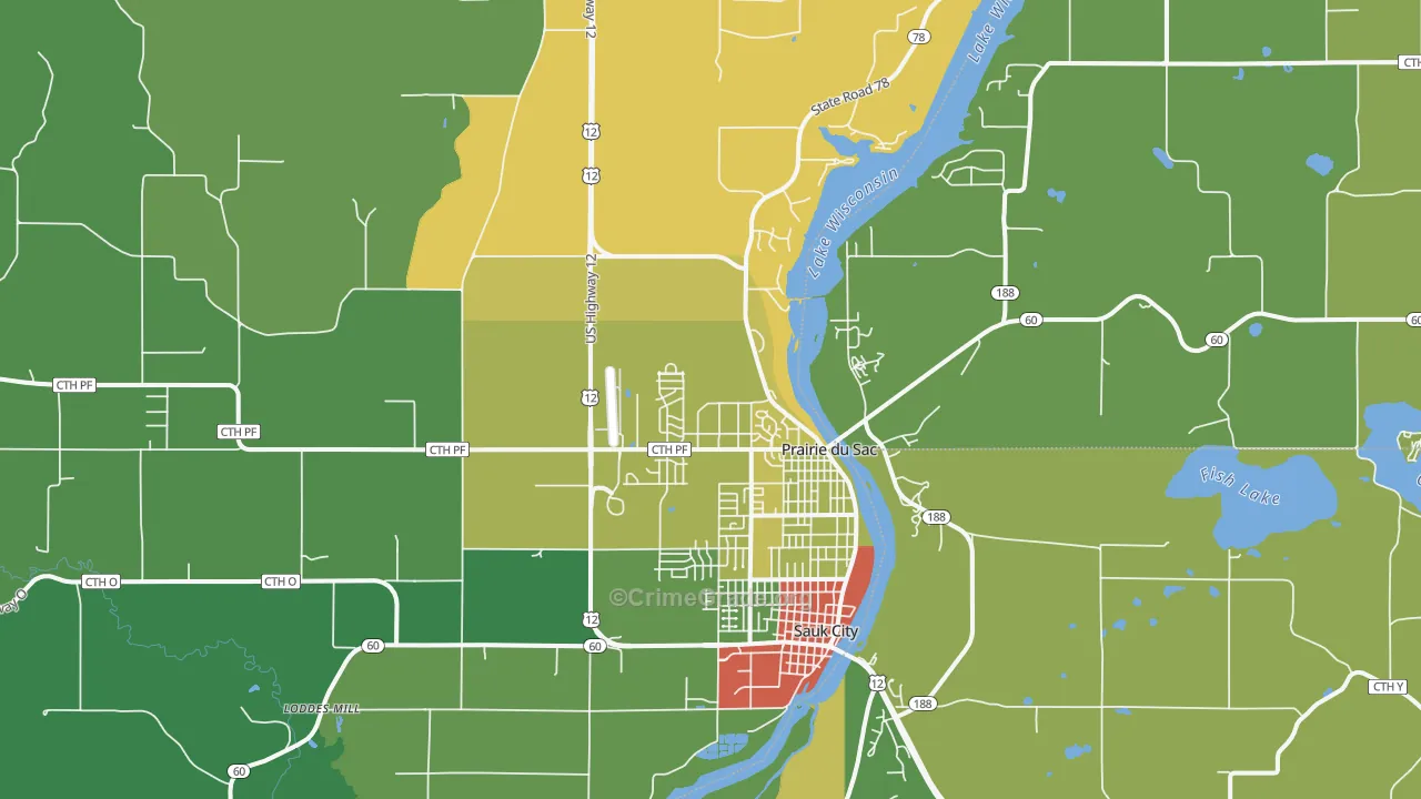 53578, WI Map of Theft Rates