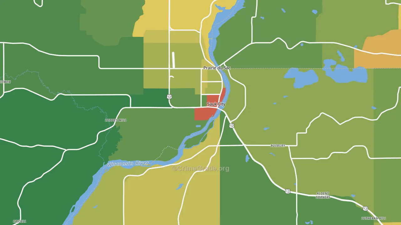 53583, WI Map of Theft Rates