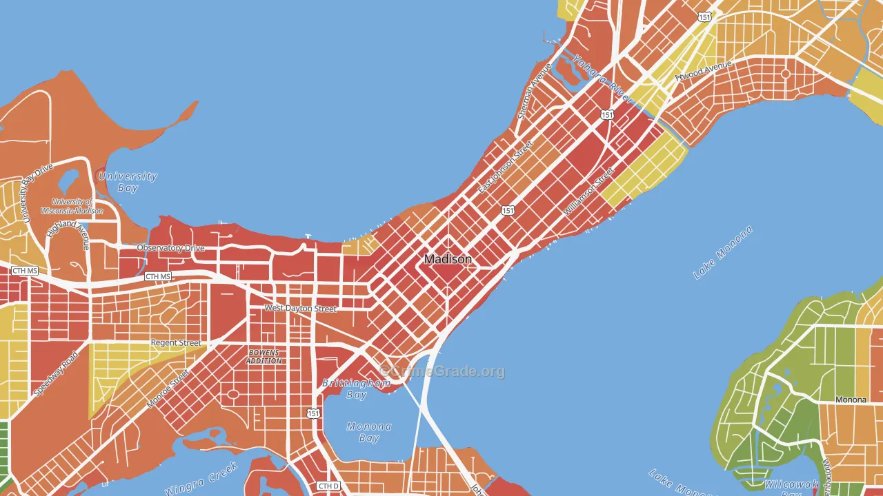 53703, WI Map of Theft Rates