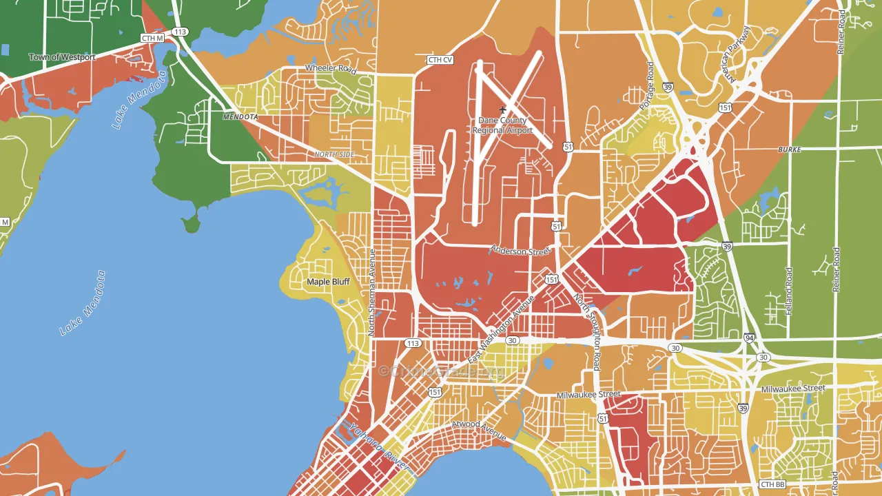 53704, WI Map of Theft Rates