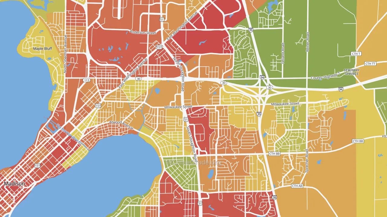 53714, WI Map of Theft Rates