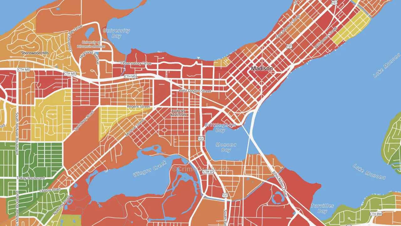 53715, WI Map of Theft Rates