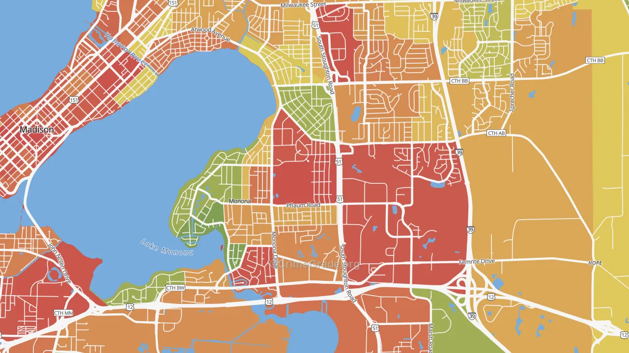 53716, WI Map of Theft Rates