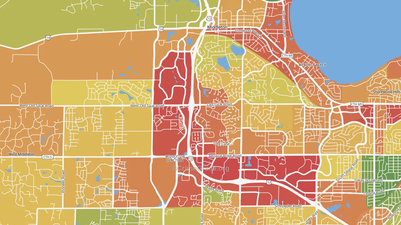 53717, WI Map of Theft Rates