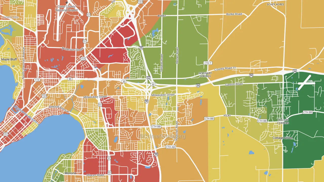 53718, WI Map of Theft Rates