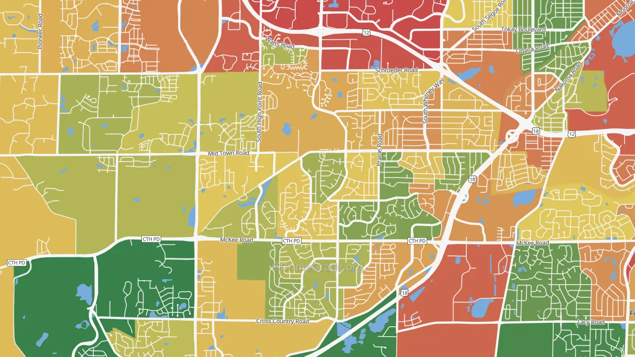 53719, WI Map of Theft Rates