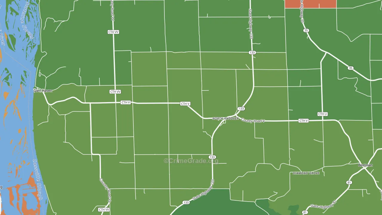 53810, WI Map of Theft Rates