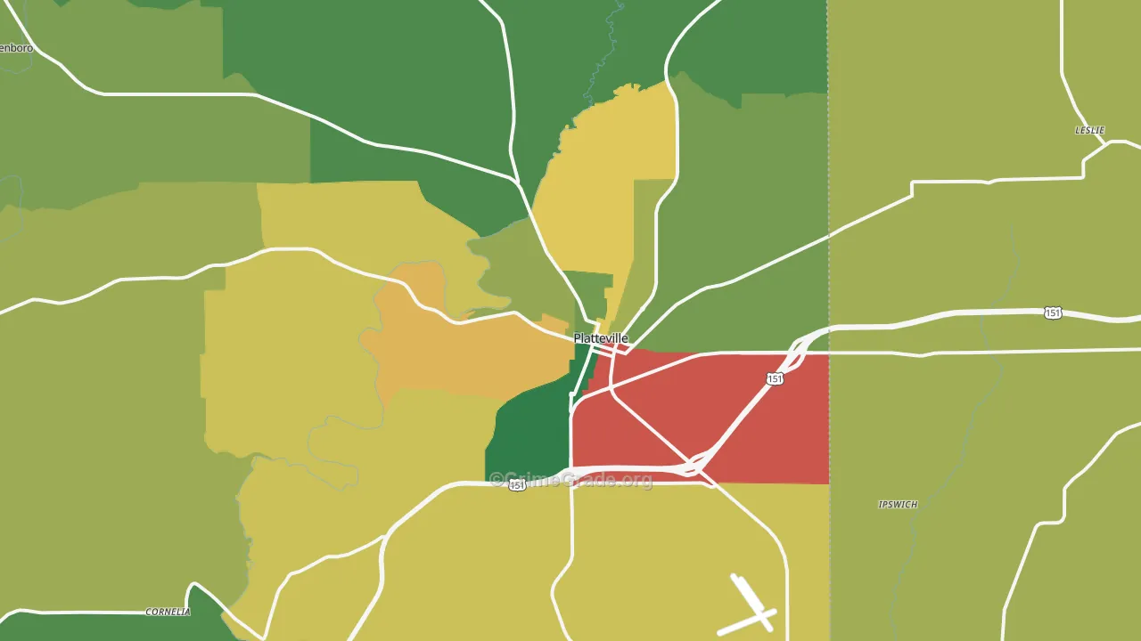 53818, WI Map of Theft Rates
