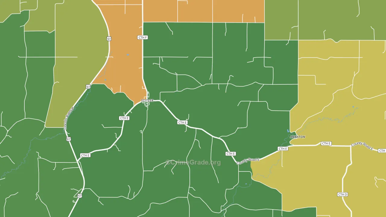 53825, WI Map of Theft Rates
