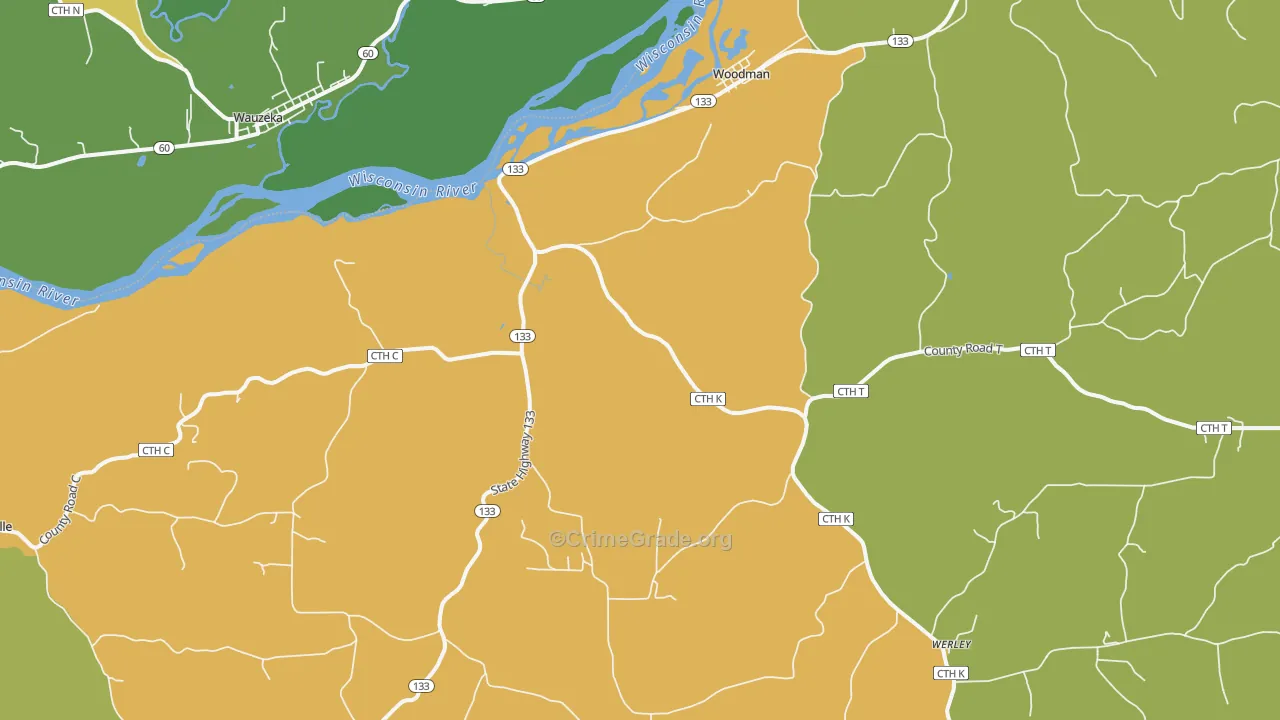 53827, WI Map of Theft Rates