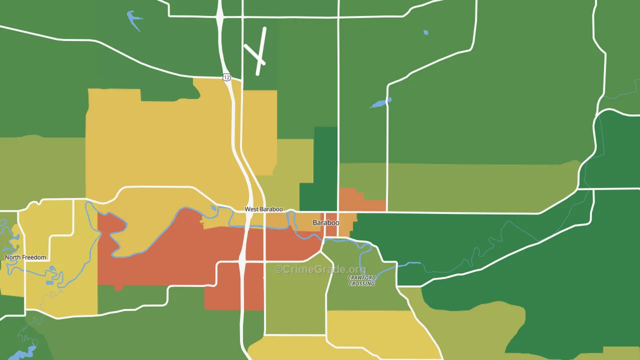 53913, WI Map of Theft Rates
