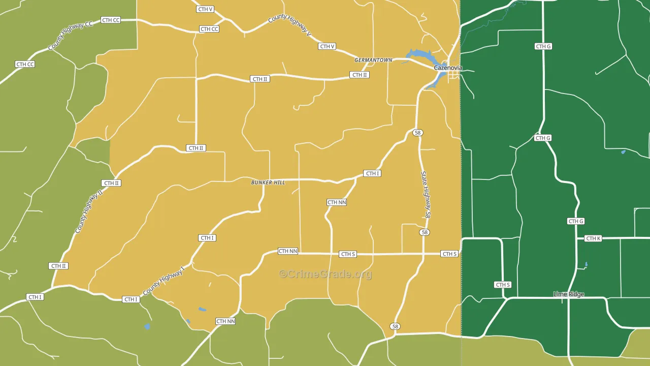 53924, WI Map of Theft Rates