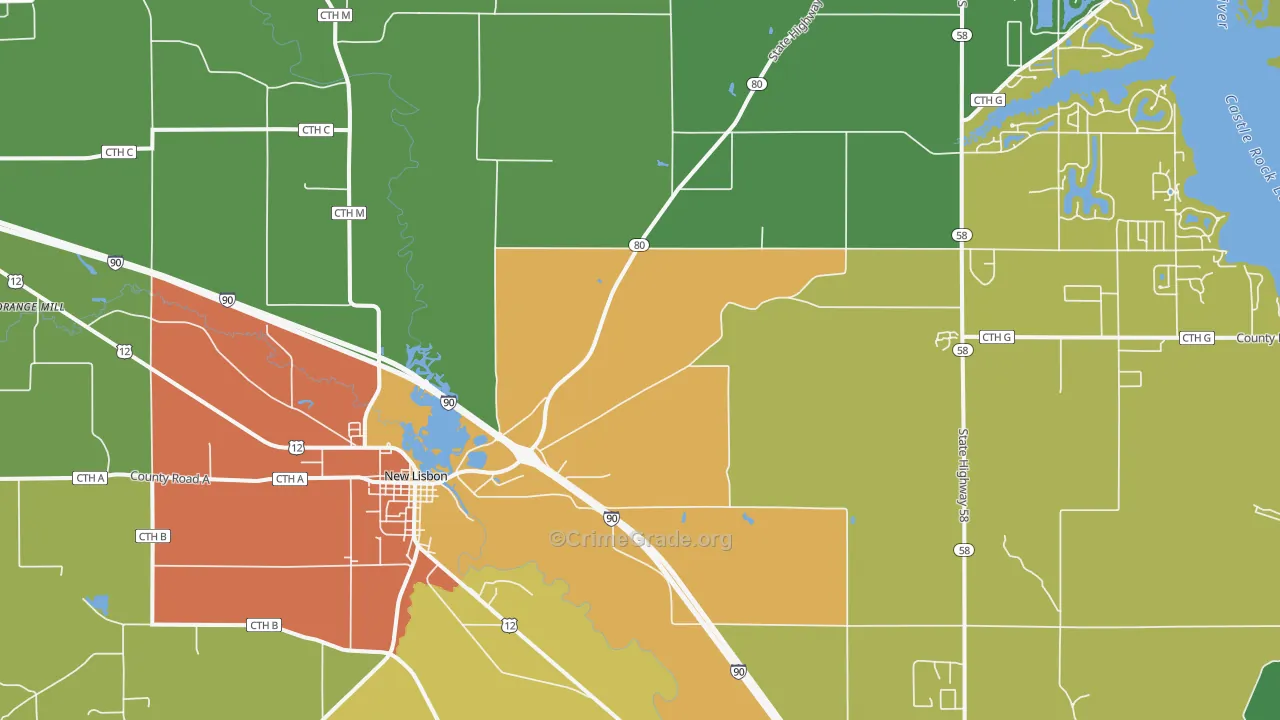 53950, WI Map of Theft Rates