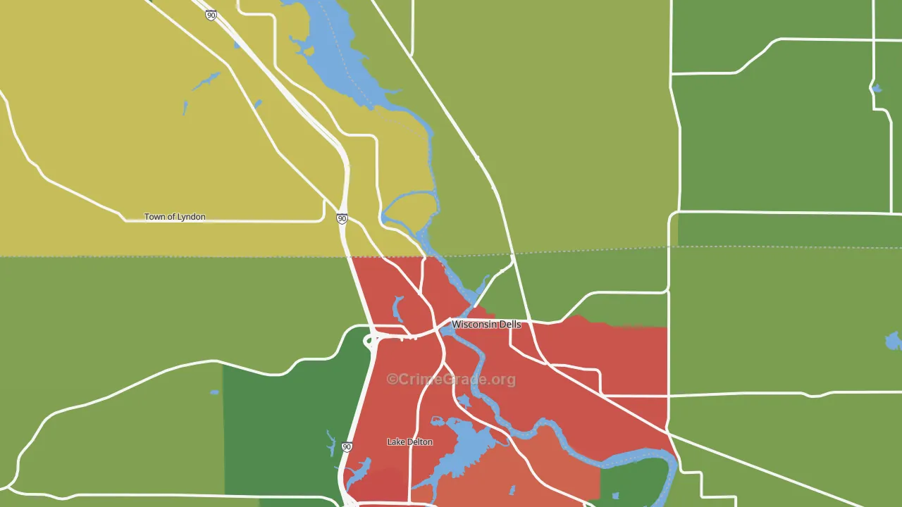 53965, WI Map of Theft Rates