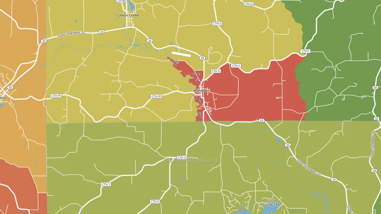 53968, WI Map of Theft Rates