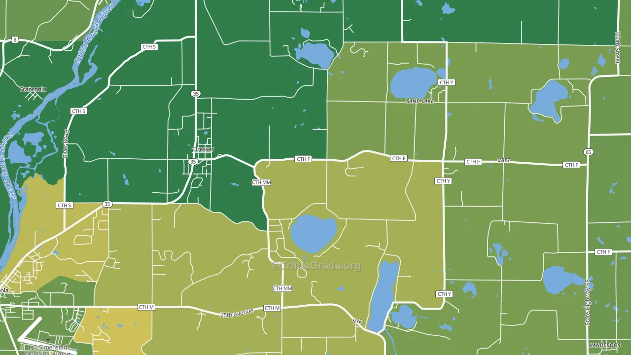 54009, WI Map of Theft Rates