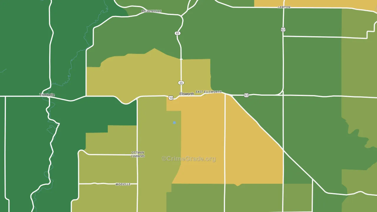 54011, WI Map of Theft Rates
