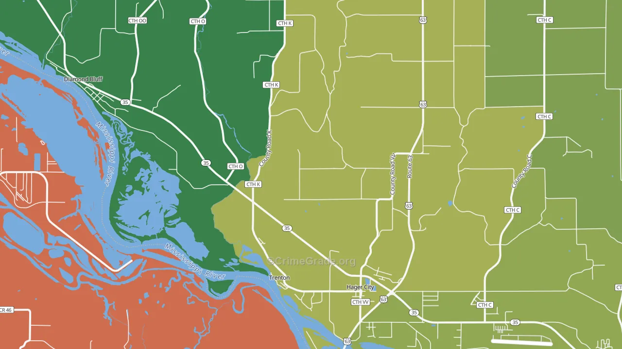 54014, WI Map of Theft Rates