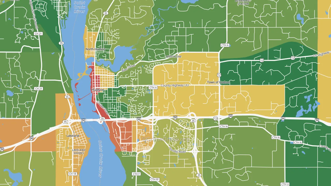 54016, WI Map of Theft Rates