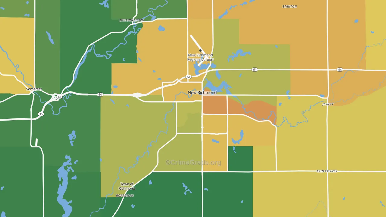 54017, WI Map of Theft Rates