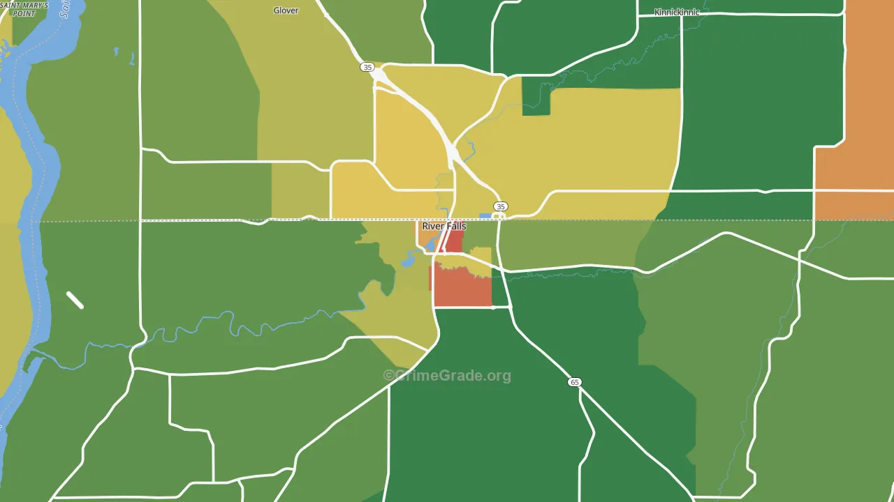 54022, WI Map of Theft Rates