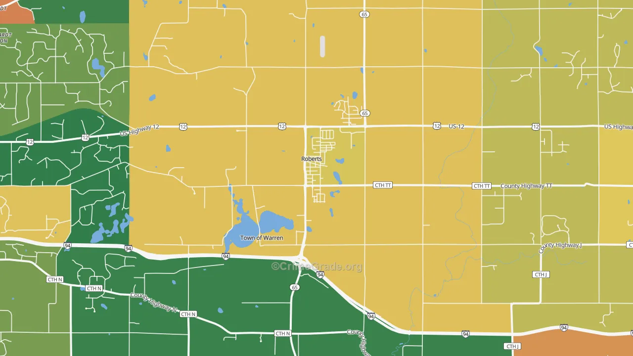 54023, WI Map of Theft Rates