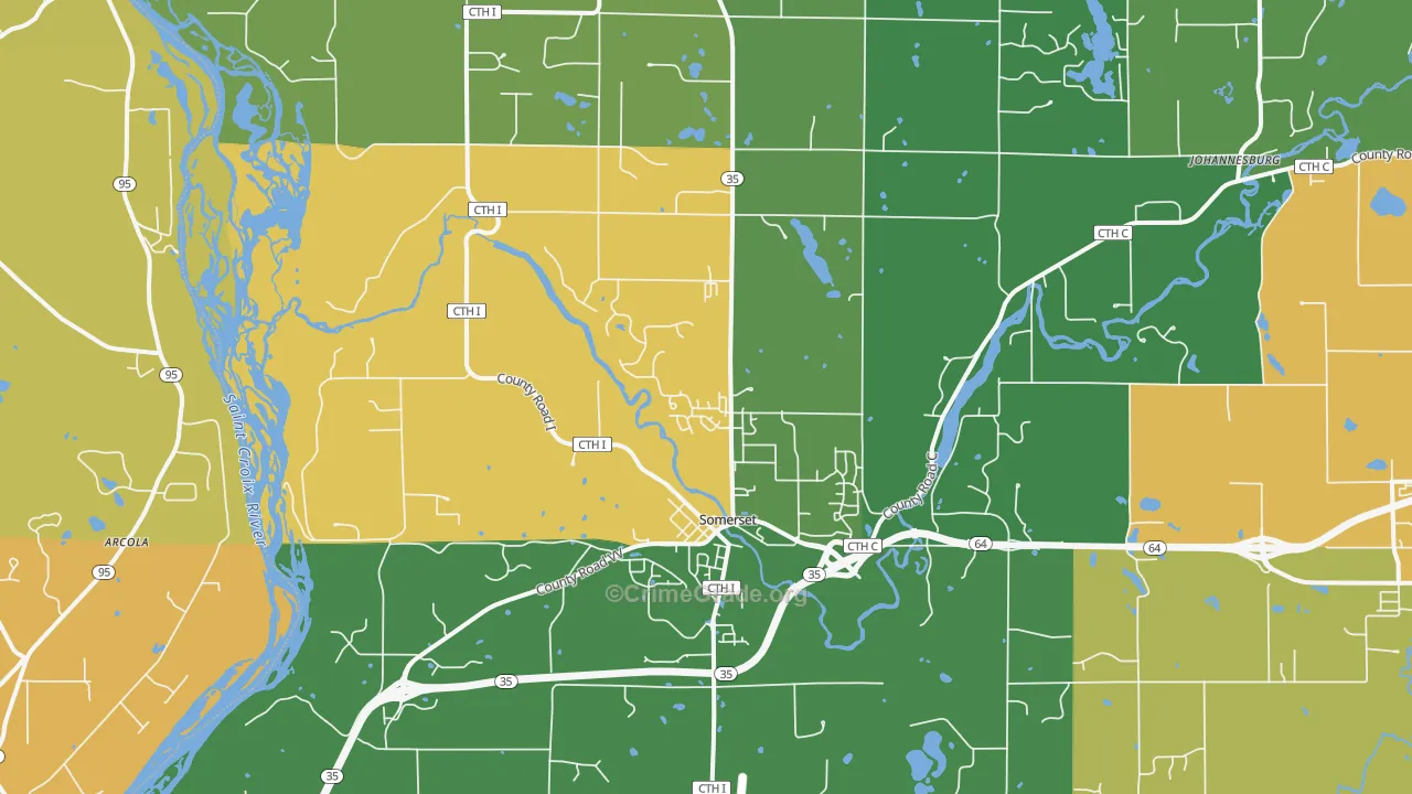 54025, WI Map of Theft Rates
