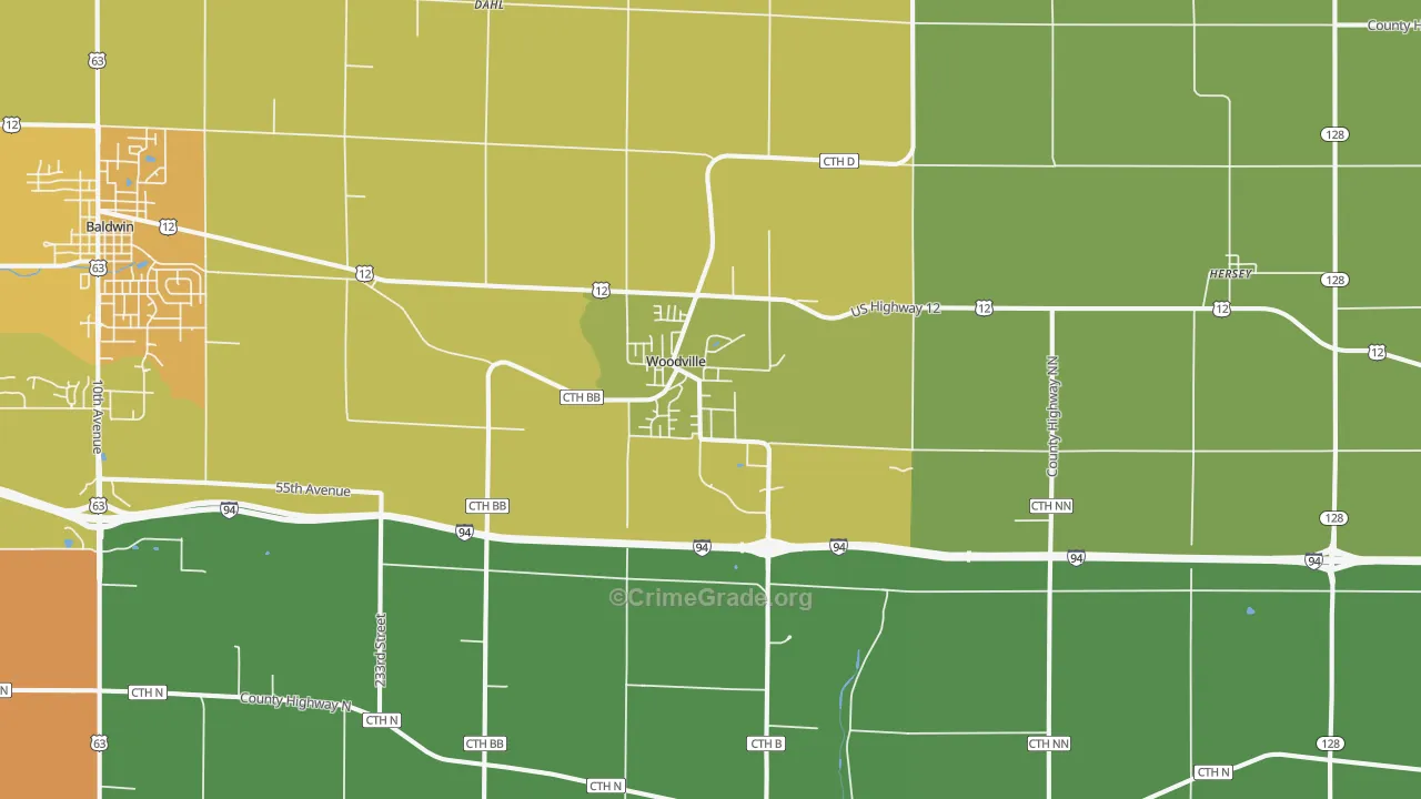 54028, WI Map of Theft Rates