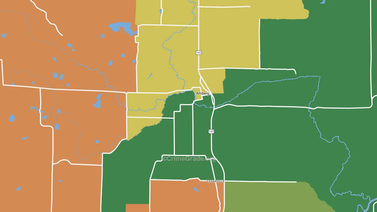 54102, WI Map of Theft Rates