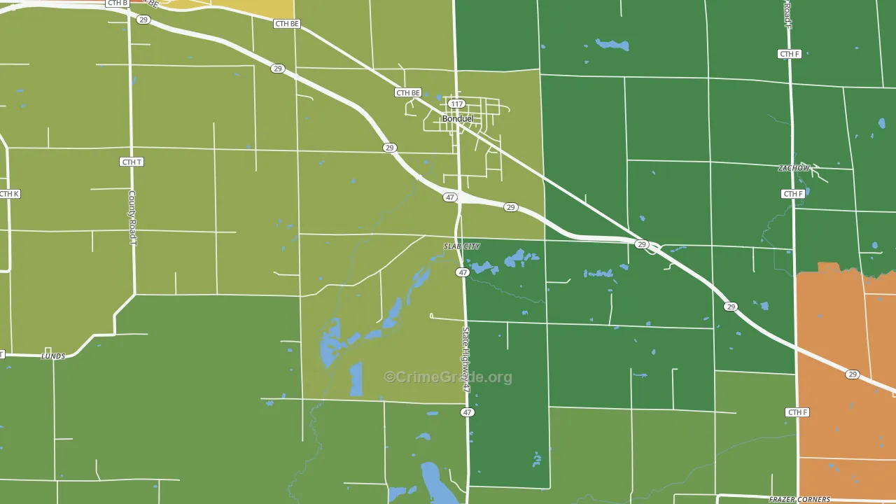 54107, WI Map of Theft Rates