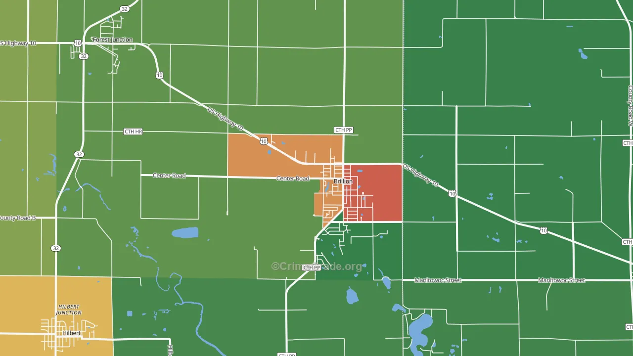 54110, WI Map of Theft Rates