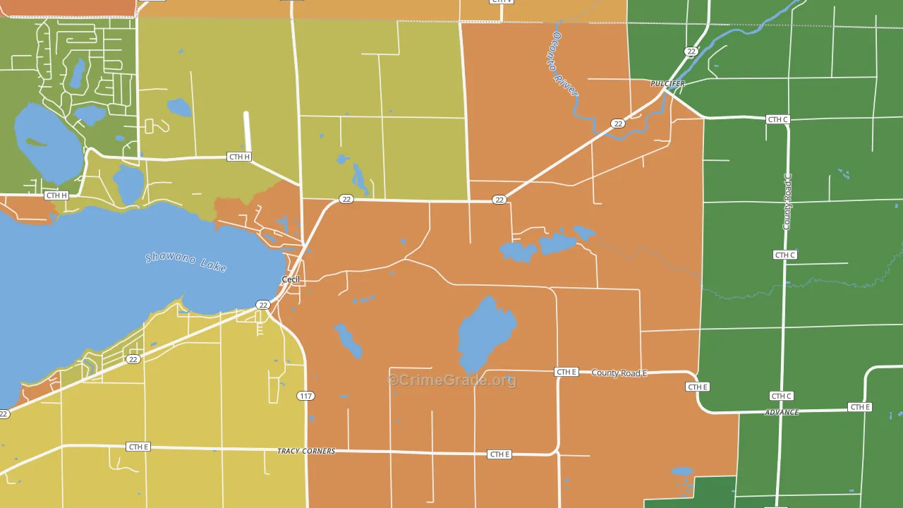 54111, WI Map of Theft Rates