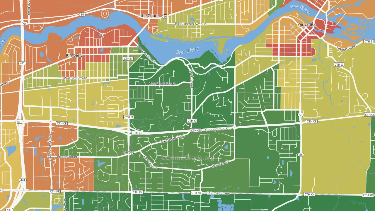54113, WI Map of Theft Rates