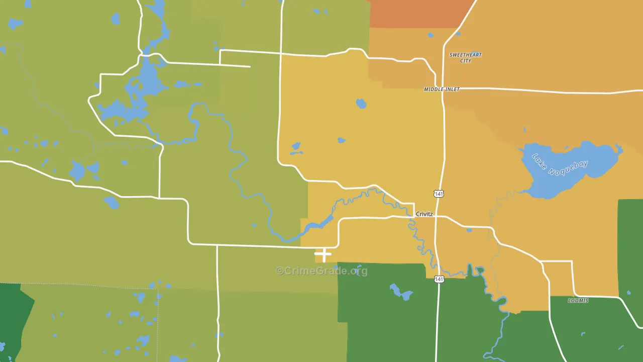 54114, WI Map of Theft Rates