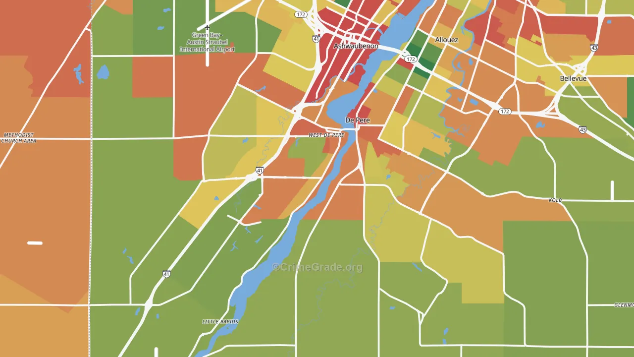 54115, WI Map of Theft Rates