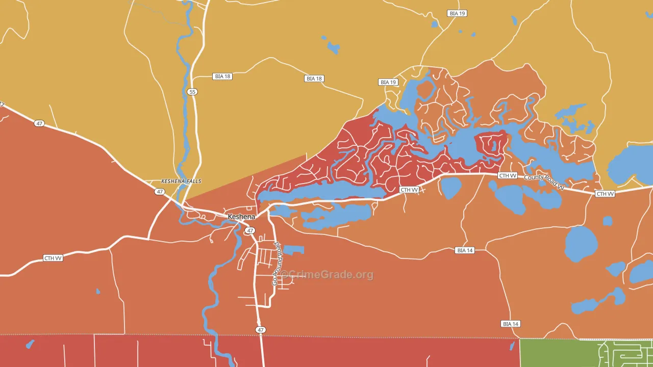 54135, WI Map of Theft Rates