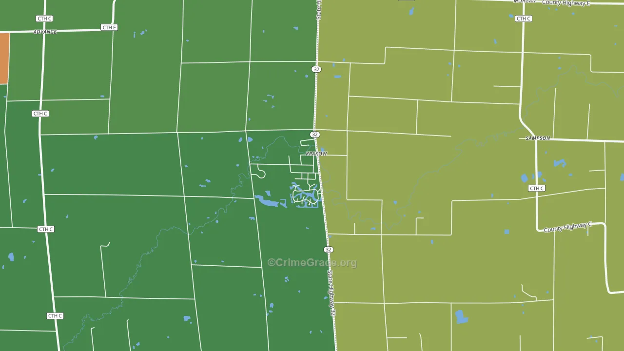 54137, WI Map of Theft Rates