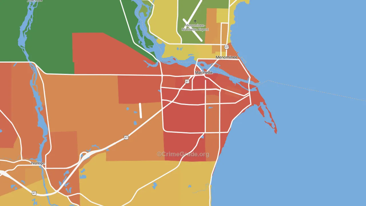 54143, WI Map of Theft Rates