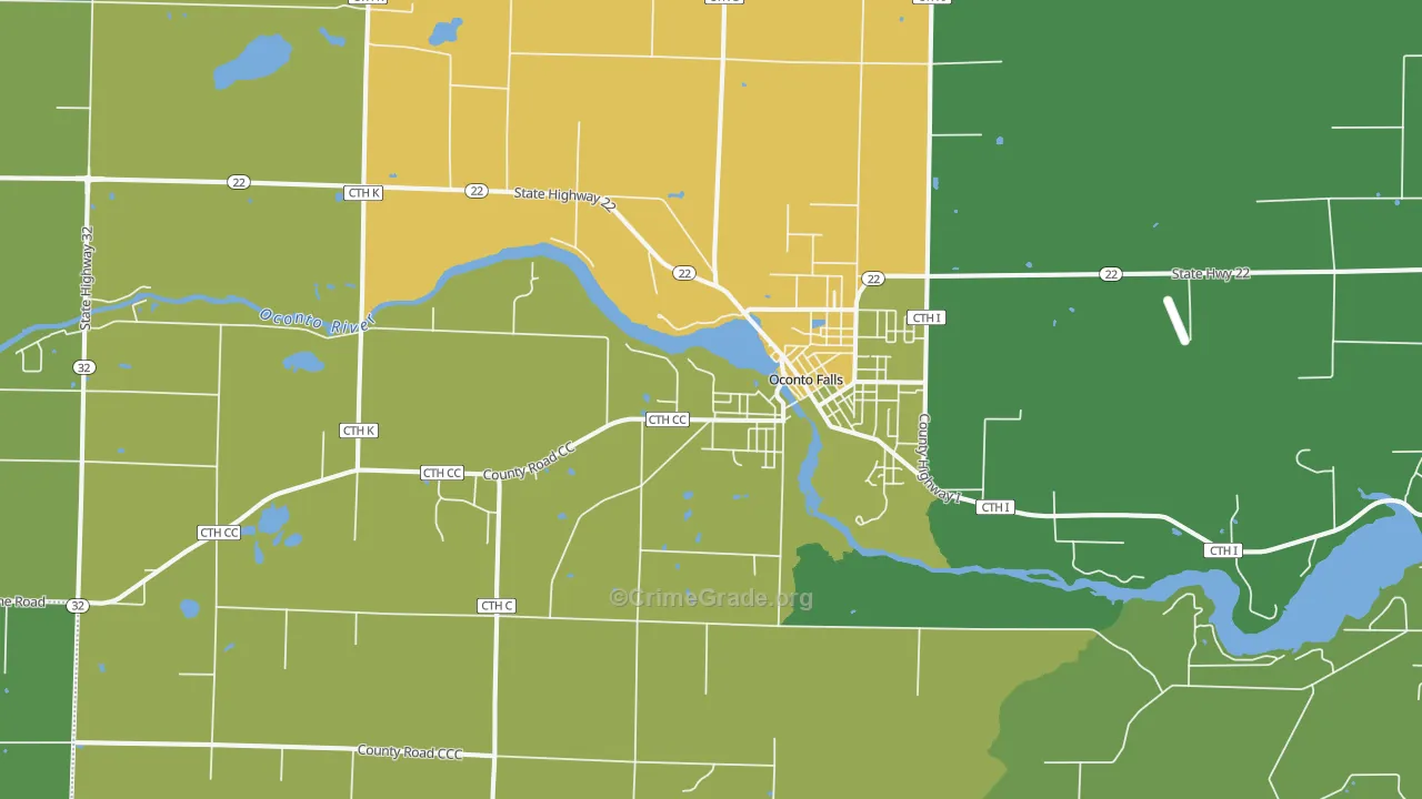 54154, WI Map of Theft Rates