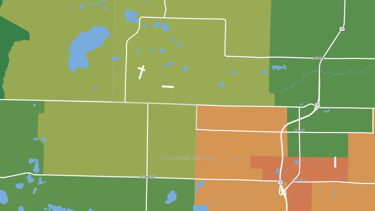 54161, WI Map of Theft Rates