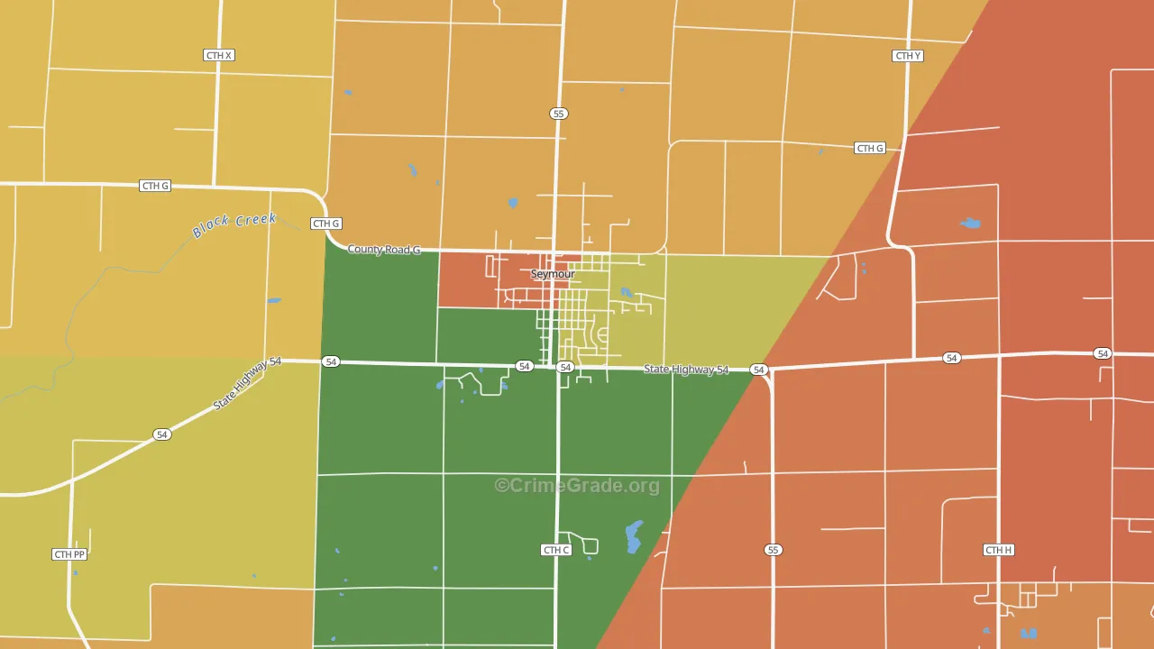 54165, WI Map of Theft Rates